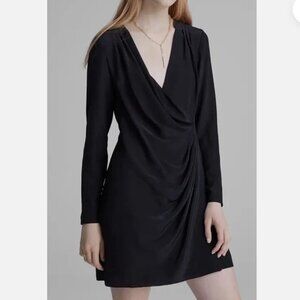 Club Monaco Silk Side Drape Dress - Black, Sz 2